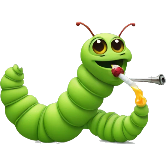 Caterpillar smoking out of a hookah emoji