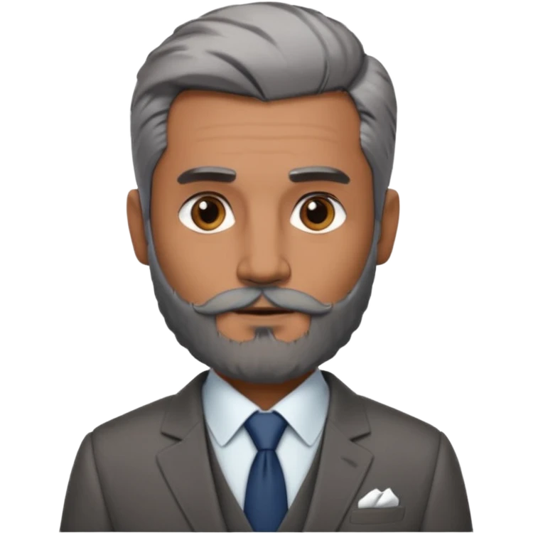 Dyed black gray hair  frencb beard graying indian guy in suit with a bentley names professor bw tlt emoji