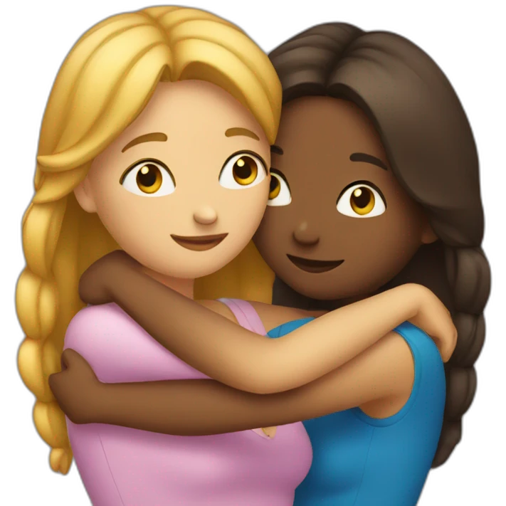Two women hugging emoji