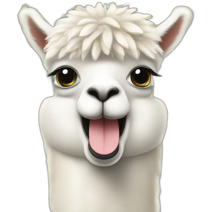 Happy alpaca with stacks of American dollars emoji