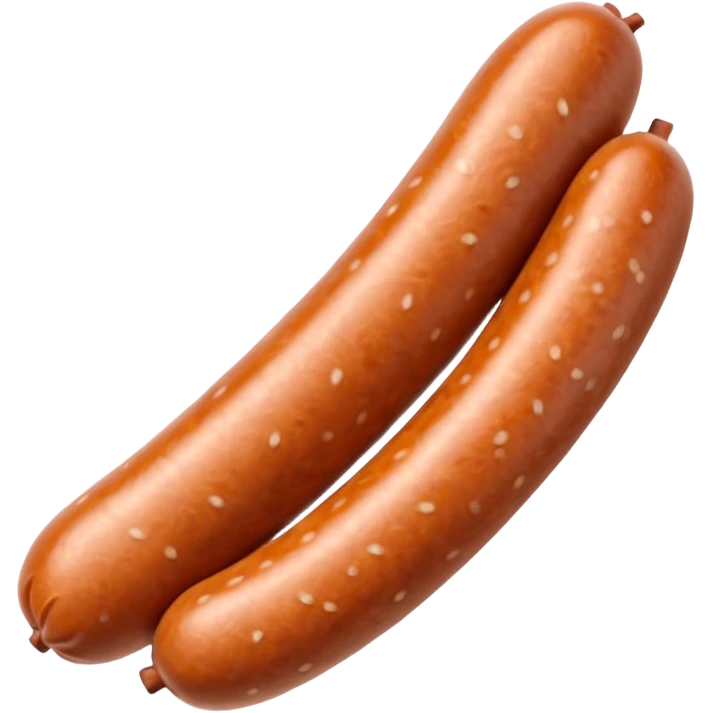 single pale sausage with smooth ivory-colored casing, slightly curved, gently browned ends, soft surface, lightly speckled, delicate finely ground filling, no plate, no garnish, no cut, whole sausage, soft lighting, subtle shadows, emoji scale emoji