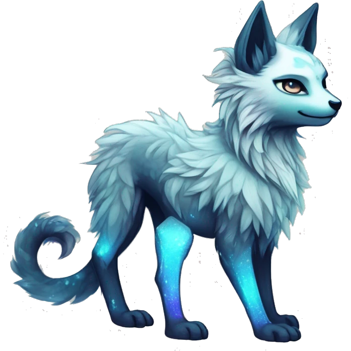 Cool cute Kawaii edgy ethereal futuristic modern epic fantasy animal sparkle fursona Fionbri creature by griffsnuff & LiLaiRa & Falvie full body emoji