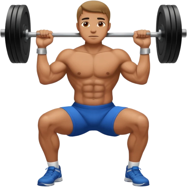 a man squats with 2 hands stick together emoji