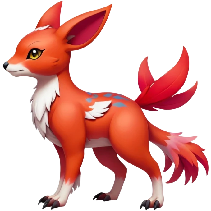 Falvie-Fionbri-fantasy-creature-Fakémon-Pokémon, full body, with markings emoji