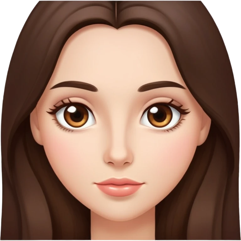 Prettyish, brunette with brown almond shaped eyes and long hair with rosy cheeks emoji