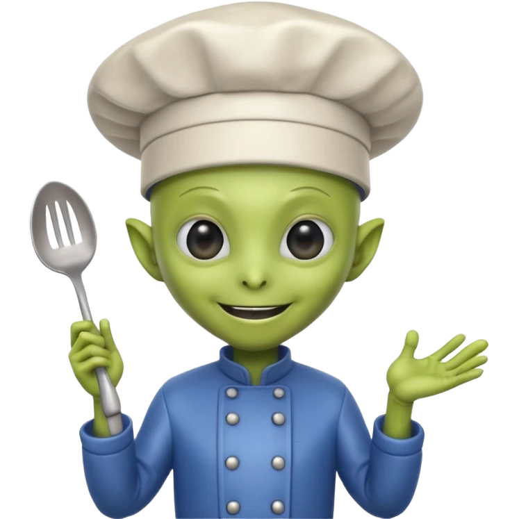funny character with cook hat but not human also alien or robot emoji