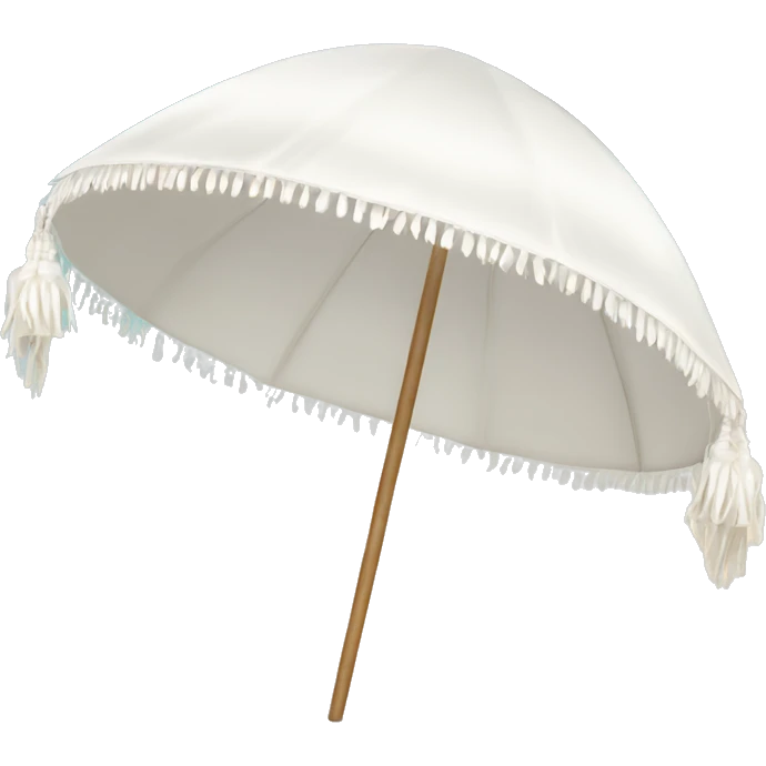 White beach umbrella with short white tassels and a straight wooden pole emoji