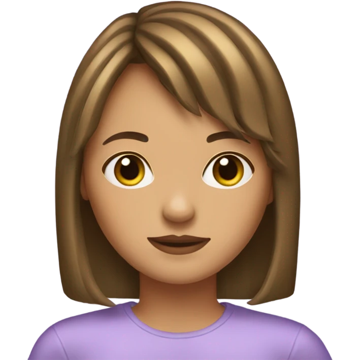 a girl with medium hair and curtain bangs  emoji