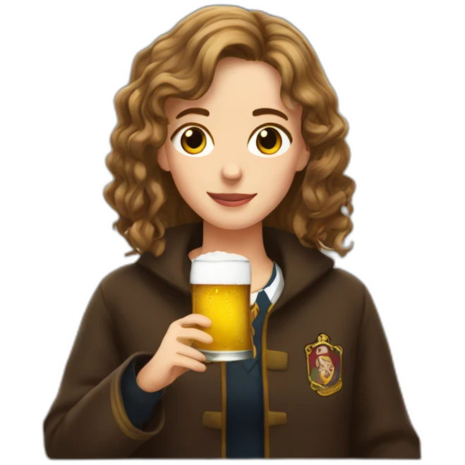 Hermione Granger drinking beer emoji