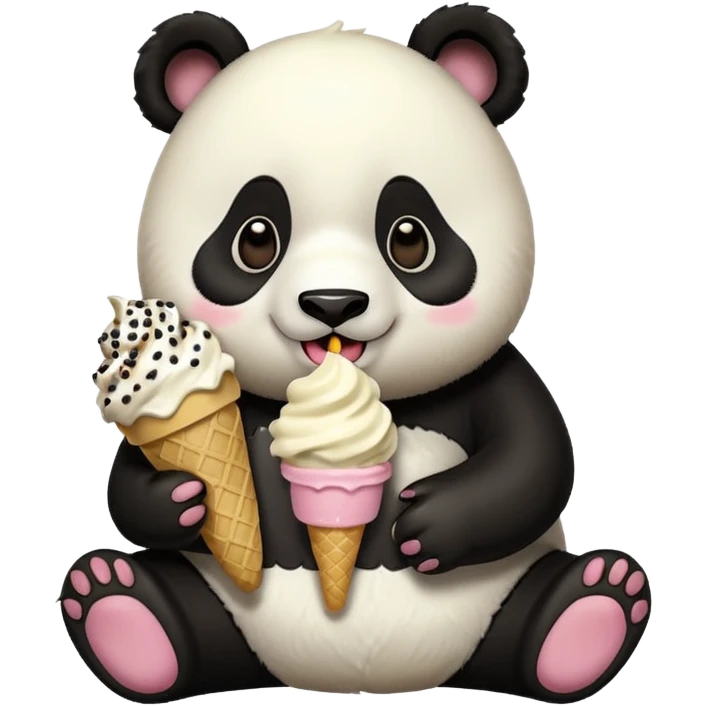 Panda eating ice cream emoji