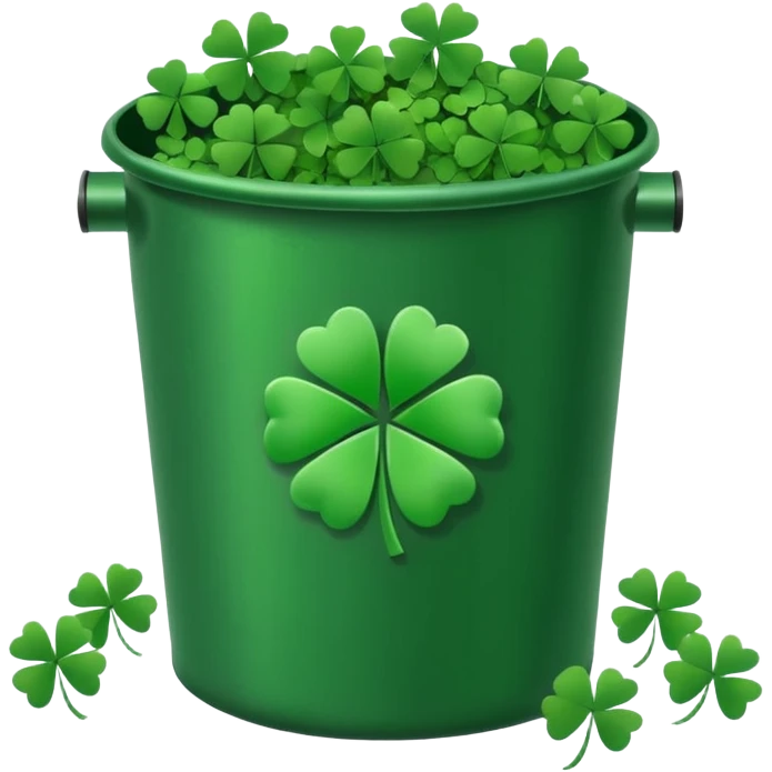 trash bin with lucky clovers emoji