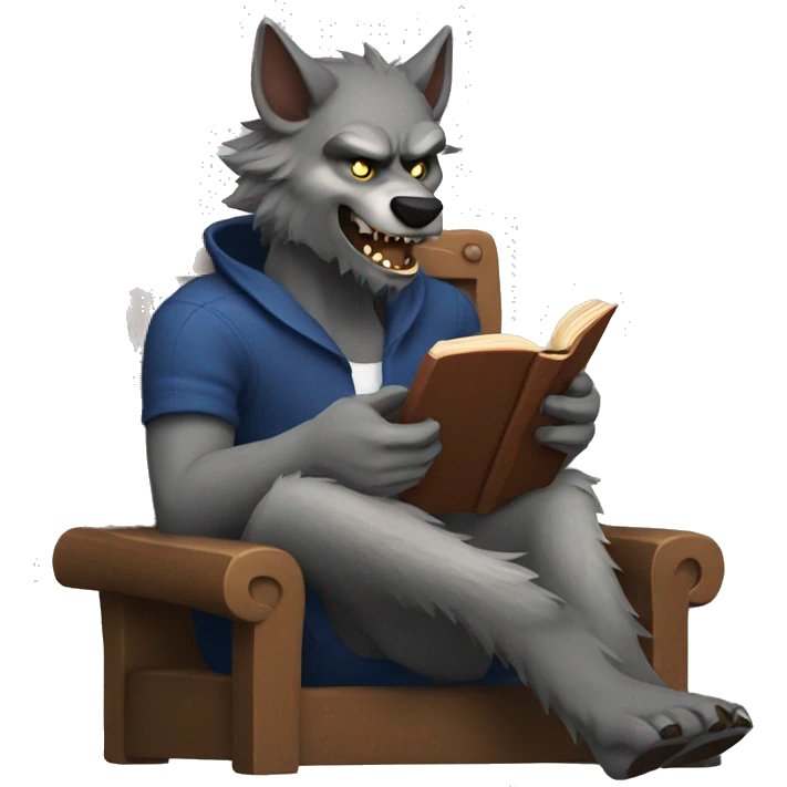 werewolf reading a book emoji
