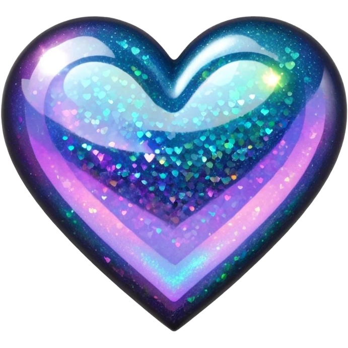 Black holographic glitter heart  emoji
