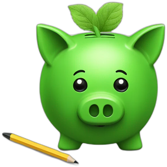 green piggybank with pencil emoji