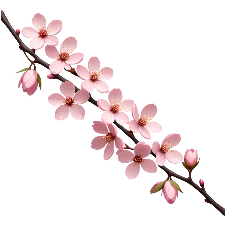 Cinematic Realistic Sakura Flowers on a Branch, depicted as delicate, soft pink blossoms gracefully adorning a slender, gently twisted branch, illuminated by subtle, warm natural light that accentuates their ethereal beauty and transient charm, poetic spring scene emoji