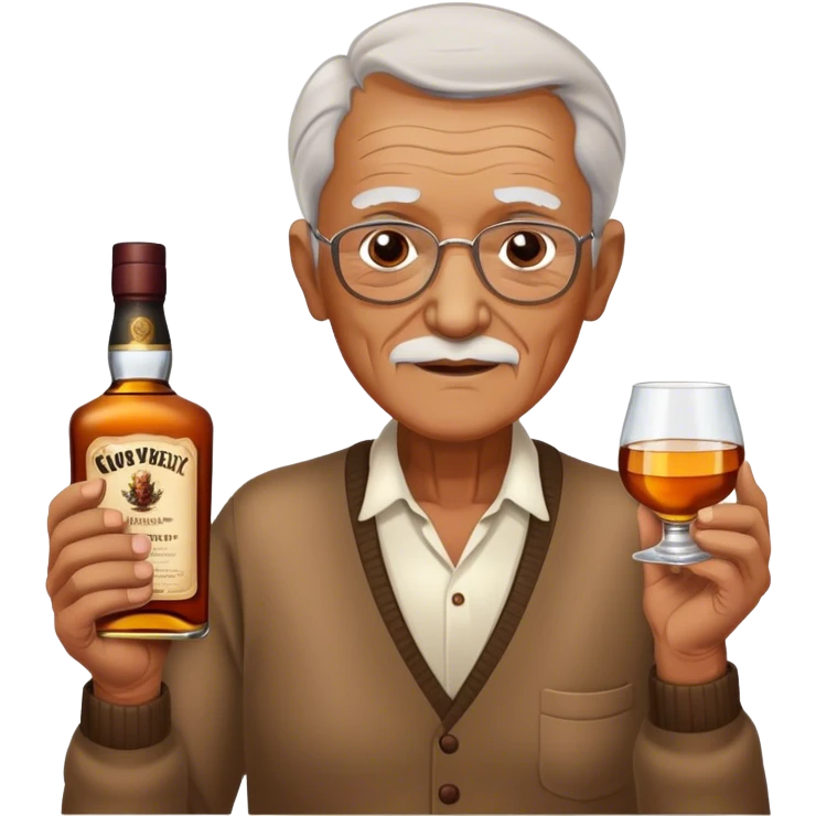 Anciano con botella de wiskey en la mano emoji