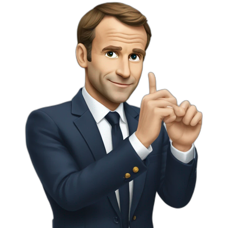 Macron qui fait des doigts d'honneur emoji