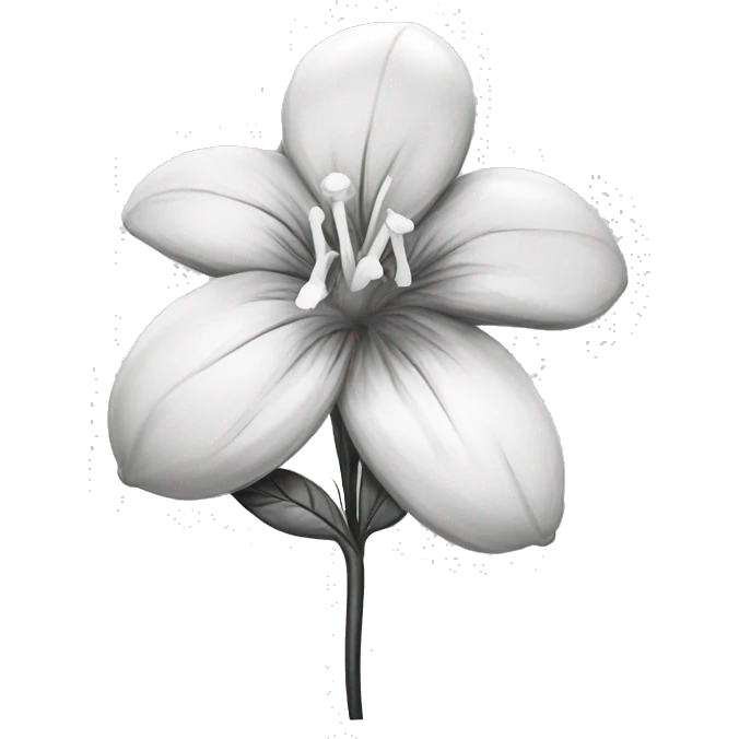 a balloon flower- white and black- like an tattoo emoji
