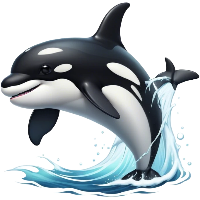 Cinematic Noble orca Portrait Emoji, Poised and majestic, with a sleek, streamlined black-and-white body, piercing intelligent eyes, and a powerful, commanding presence, Simplified yet sharp and sophisticated features, highly detailed, glowing with a soft oceanic radiance, high shine, intelligent and formidable, stylized with an air of deep-sea dominance, focused and alert, soft glowing outline, capturing the essence of an apex predator that appears ready to surge out of the waves with effortless authority! emoji