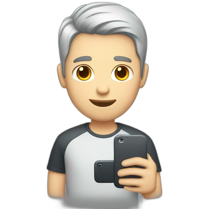 white guy with short dark hair showing a phone emoji
