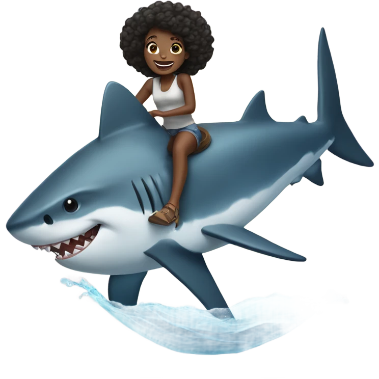 Black girl riding shark emoji