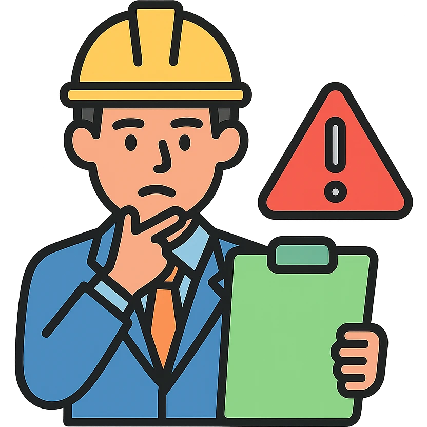 an engineer thoughtfully evaluating risks in a professional setting, color outline icon style emoji