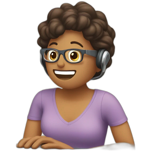 Una pareja haciendo un live con su computadora emoji