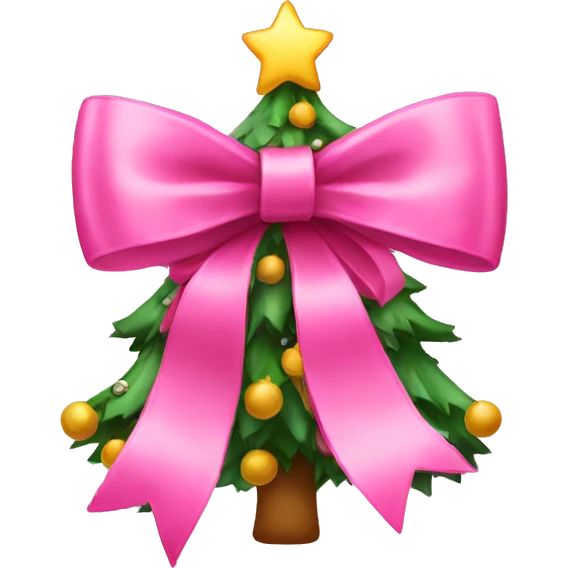 pink christmas bow christmas tree emoji