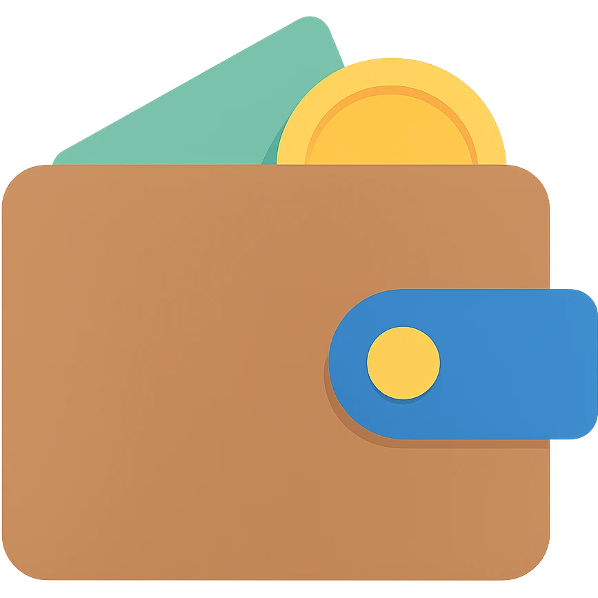 Add a coin partially inside the wallet, keep the color icon style, no background. emoji