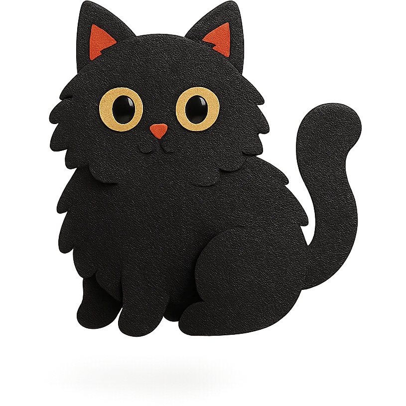 fluffy black cat emoji