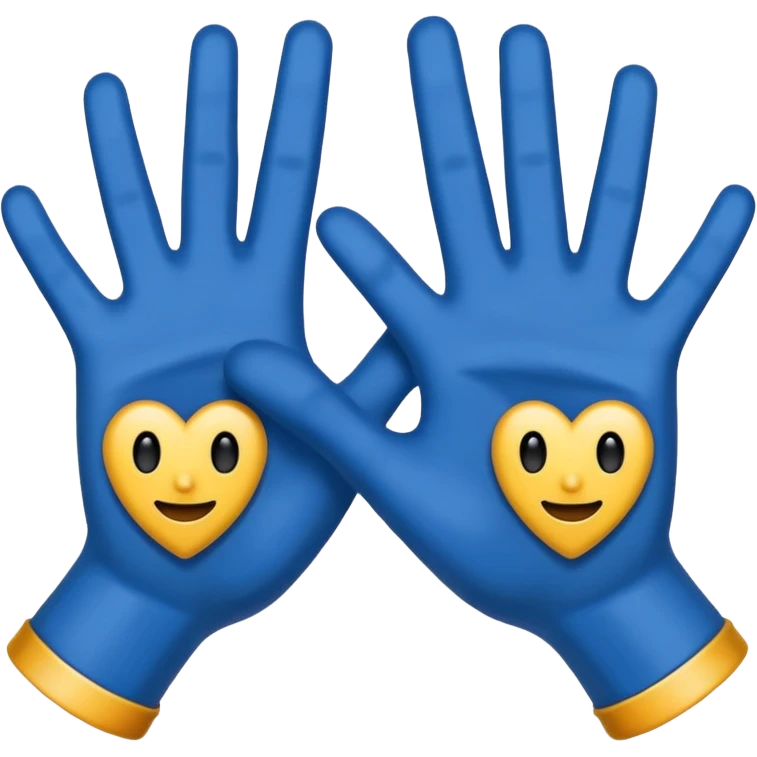 Dos manitas azules diagonales en forma de reverencia emoji