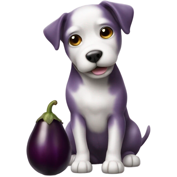 Chien avec une aubergine derrière  emoji