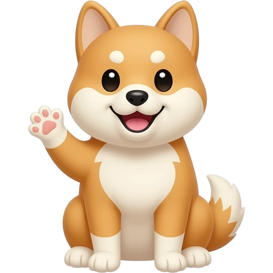 Hachiko dog in cute animation sitting down waving with 1 front  paws emoji