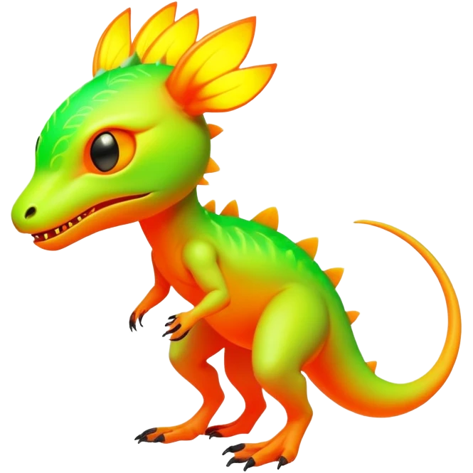 Tropical futuristic lush warm-colored neon Fionbri-Vernid-creature (full body) emoji