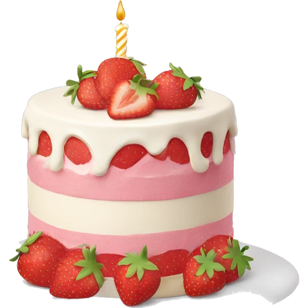 Pink strawberries and cream birthday cake  emoji