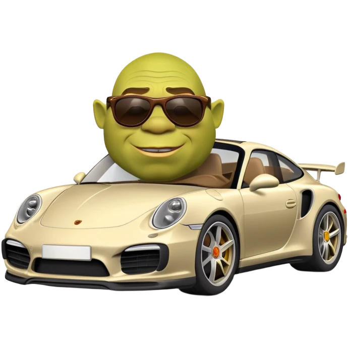 Shrek in a Porsche 911 turbo S emoji