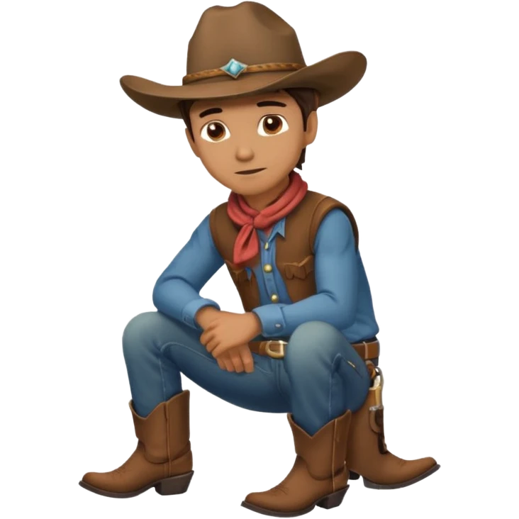 side profile of cowboy leaning on knees emoji