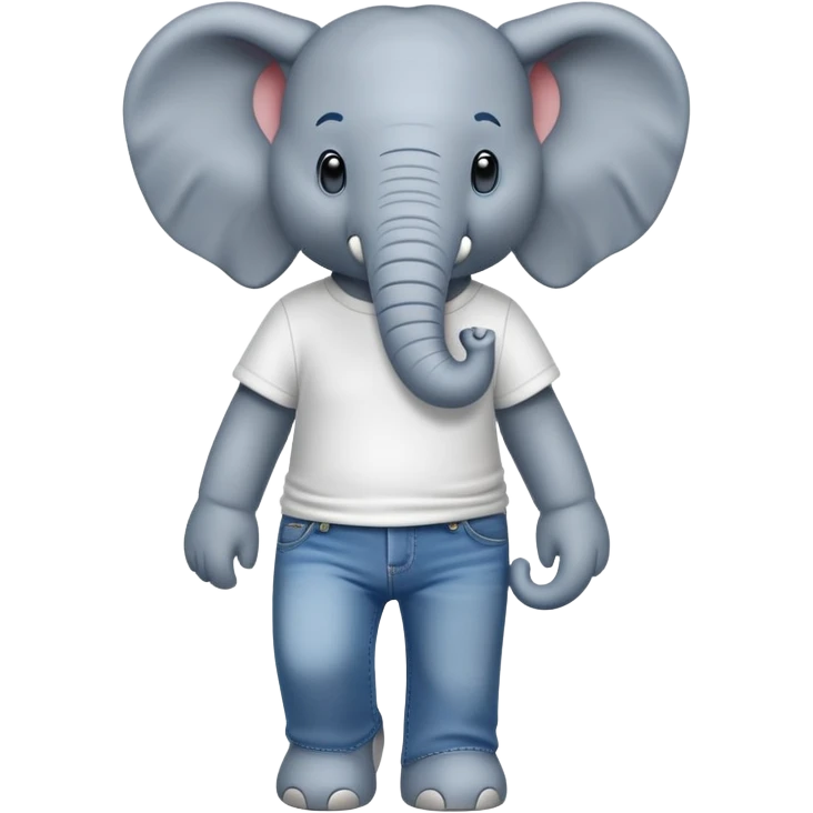 anthropomorphised elephant in jeans and t-shirt walking upright emoji