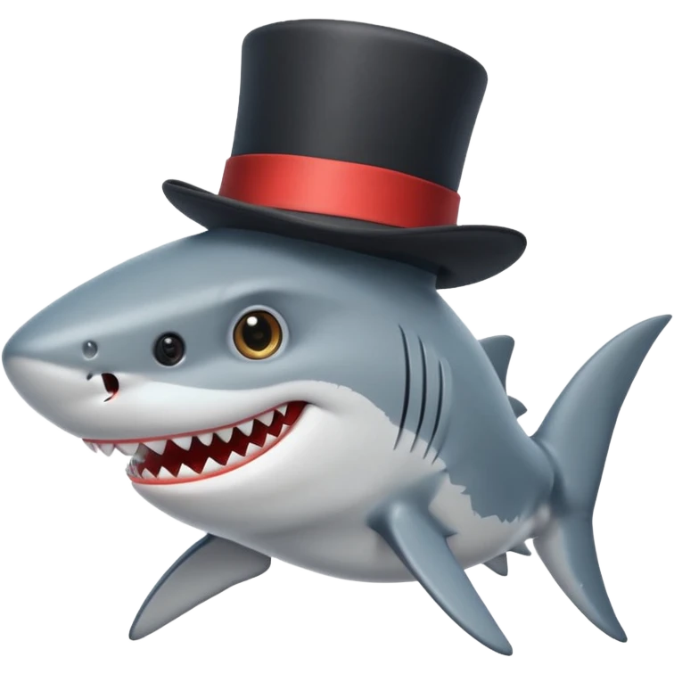 Shark with a top hat emoji