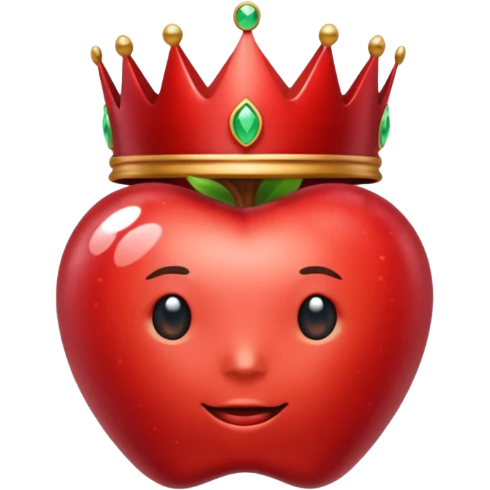 A red crown in the style of apple emojis, with a gem on the top emoji