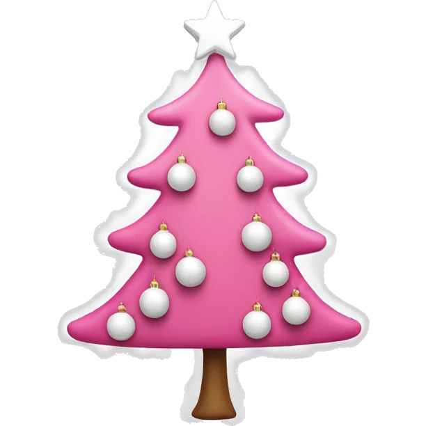 Pink Christmas tree with white ornaments and a white star emoji