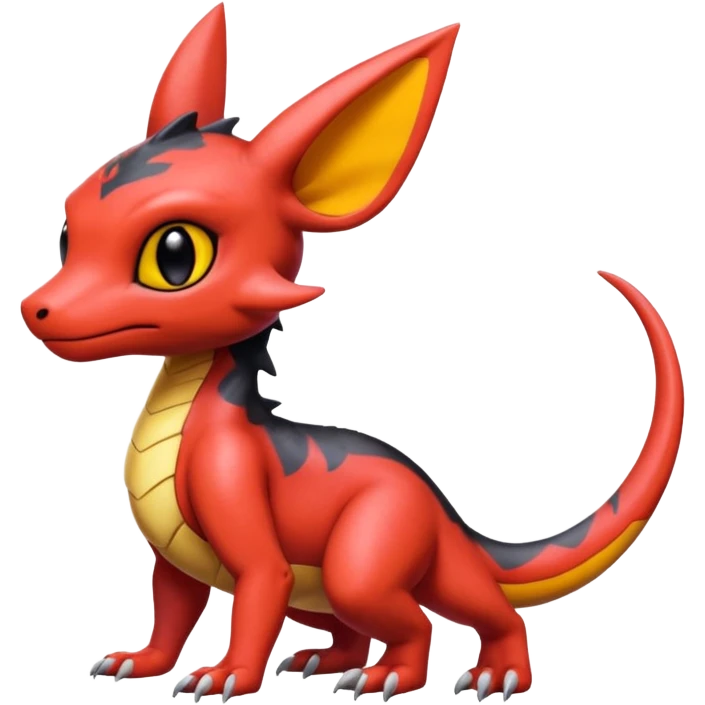Cute Exotic Colorful Guilmon-Salandit-Umbreon-Charmeleon-Fakémon-hybrid-creature (full body)  emoji