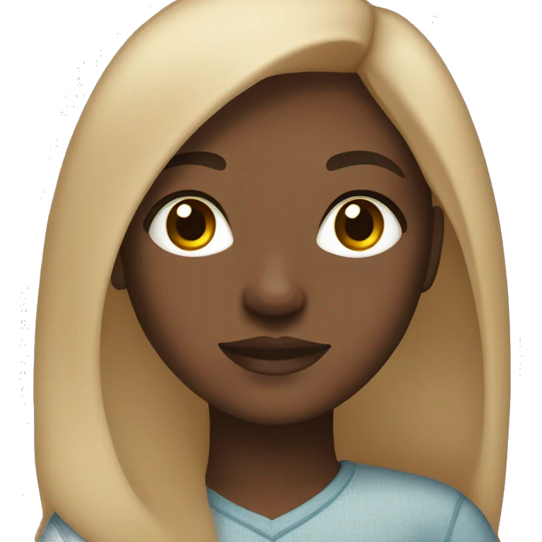 Light skinned black girl with straight hair and brown eyes emoji