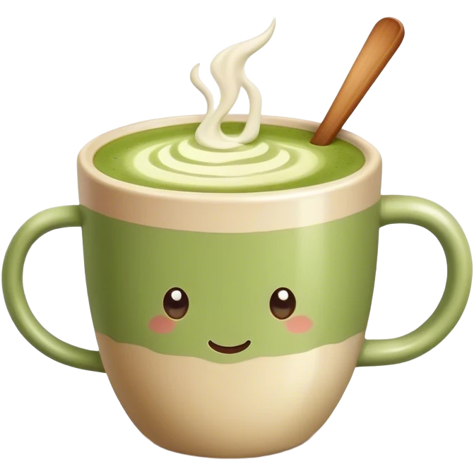 realistic Matcha latte in realistic beige colored mug emoji