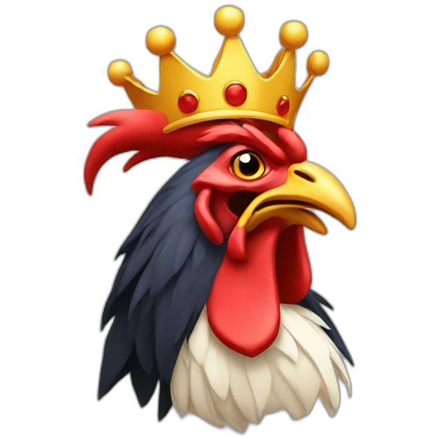 howling rooster with a crown on its head emoji