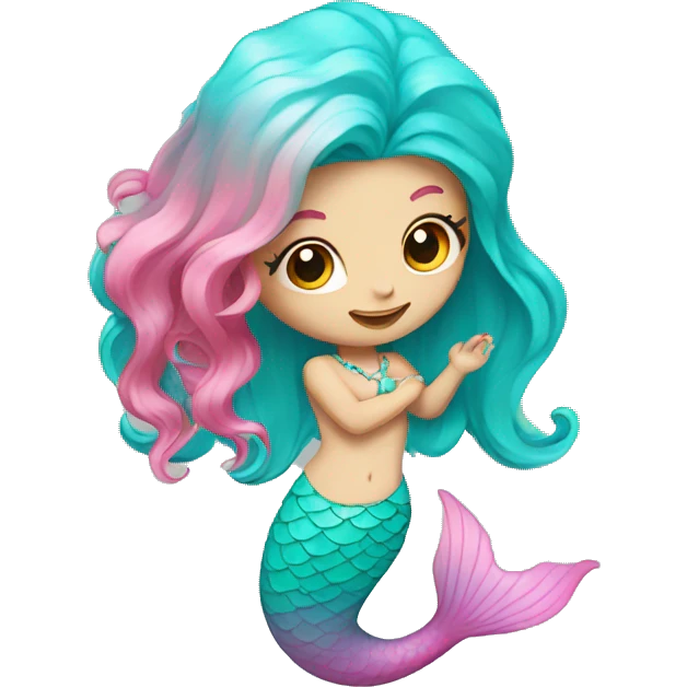 pale mermaid with turquoise tail and pink hair emoji