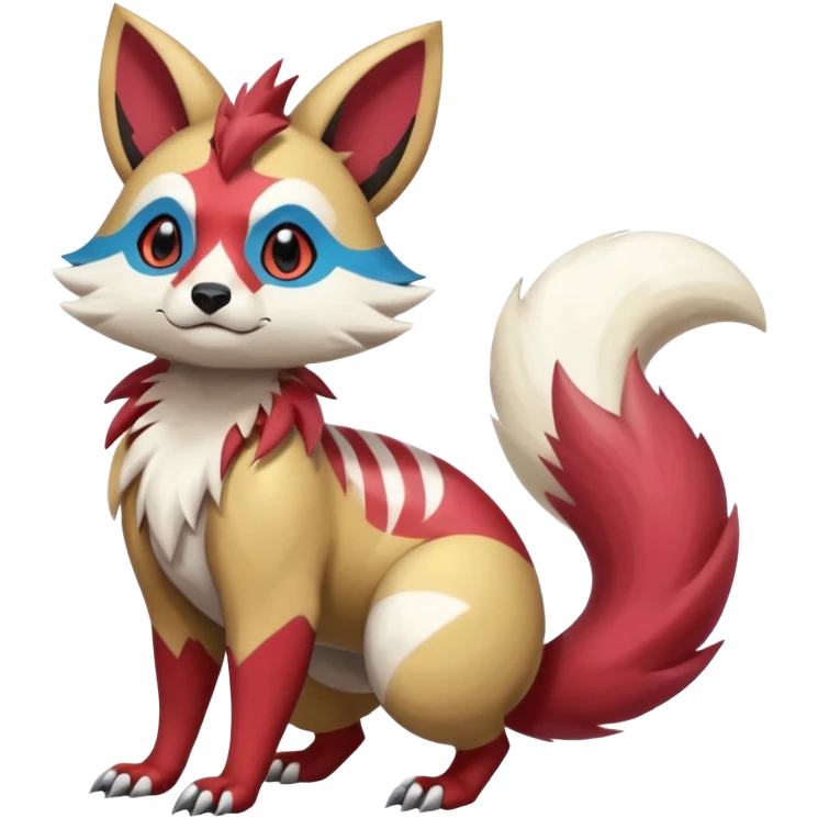 Colorful Skilled Adept Graceful Asian Painted Furret-Zeraora-Lycanroc-Zangoose-fusion-hybrid-creature (full body) emoji