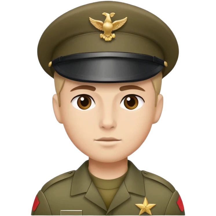 soldier wearing a military cap, showing the front face and cap emoji