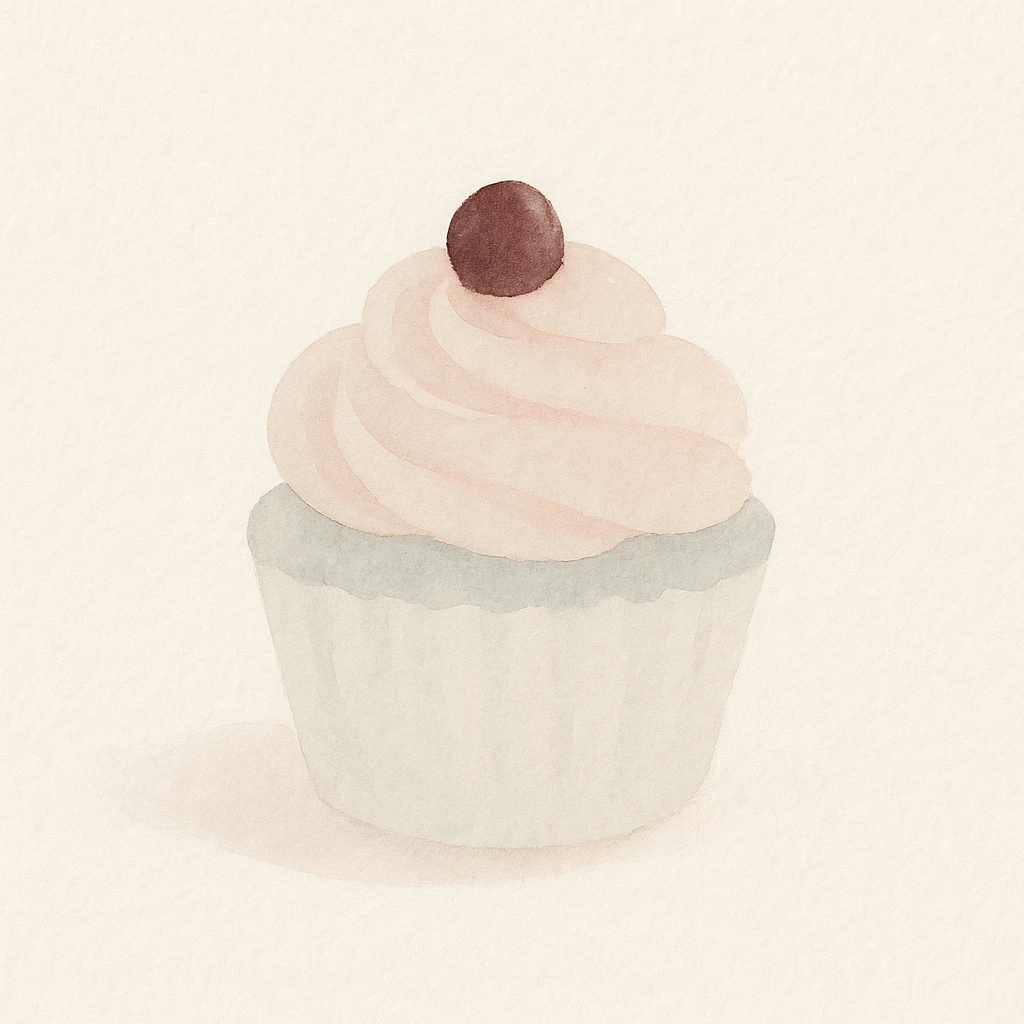 cupcake, delicate brushstrokes, pastel palette emoji
