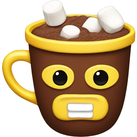 Cocoa with marshmallows in a yellow cup. emoji